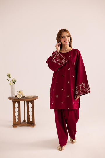 2PC Winter Embroidered Dress - 1146