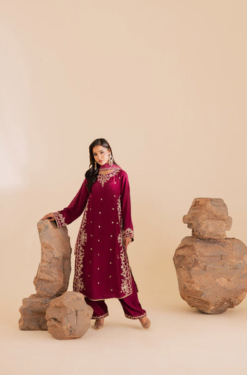 3PC Luxury Embroidered Dress- RSDP14