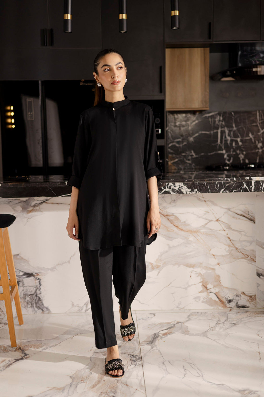 Solid 2PC Dress - SP-01 Black