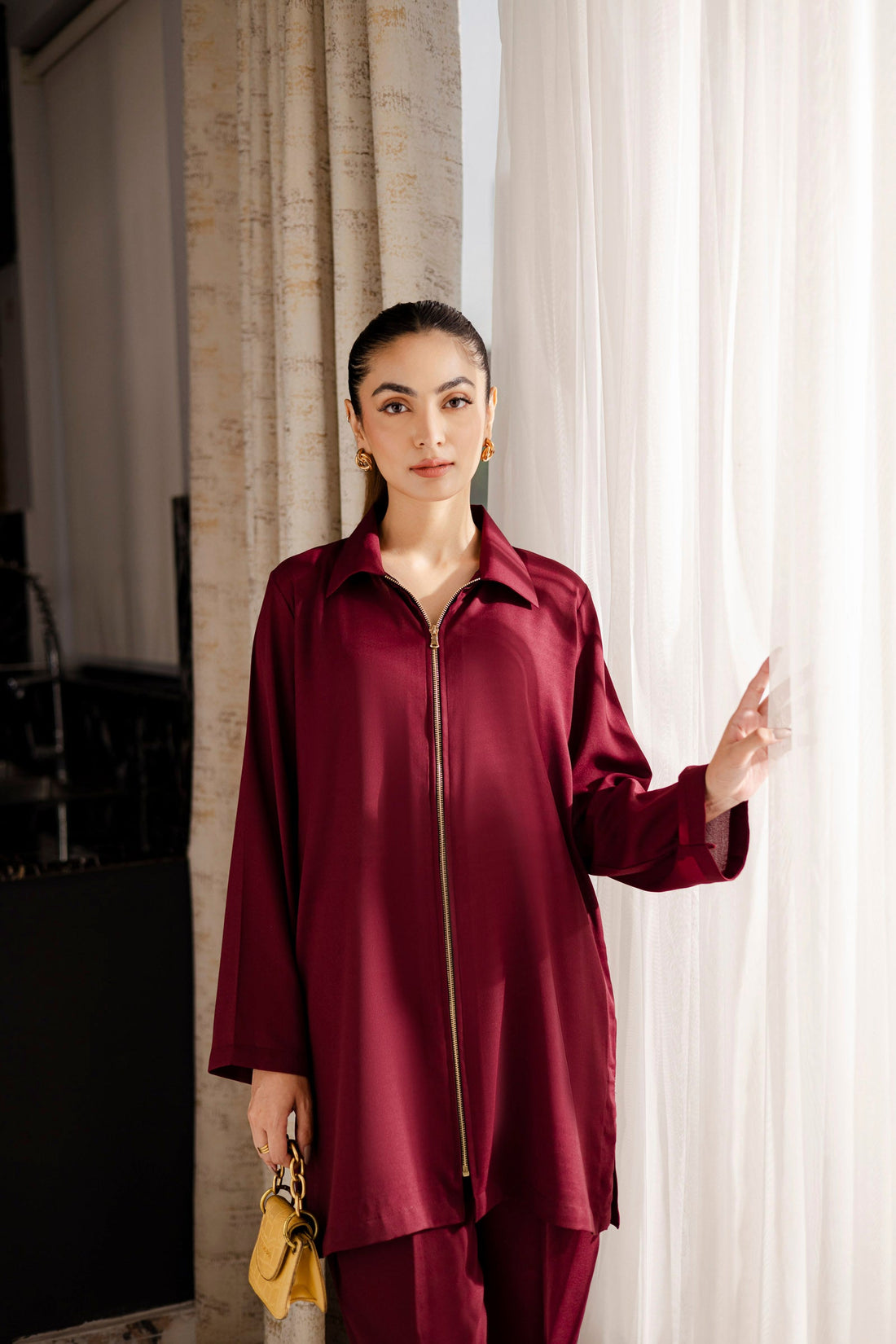 Solid 2PC Dress - SP-08- Wine