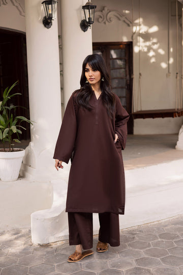 2 PC Lawn Solid PSK 01 - Dark Brown