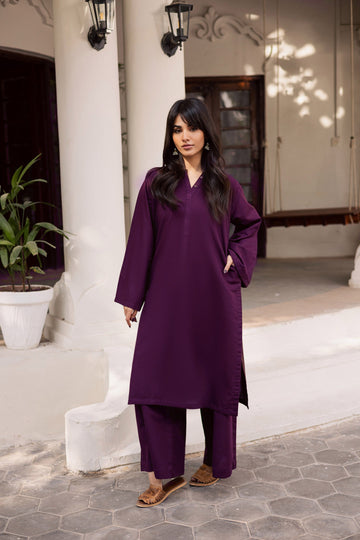 2 PC Lawn Solid PSK 01 - Dark Plum