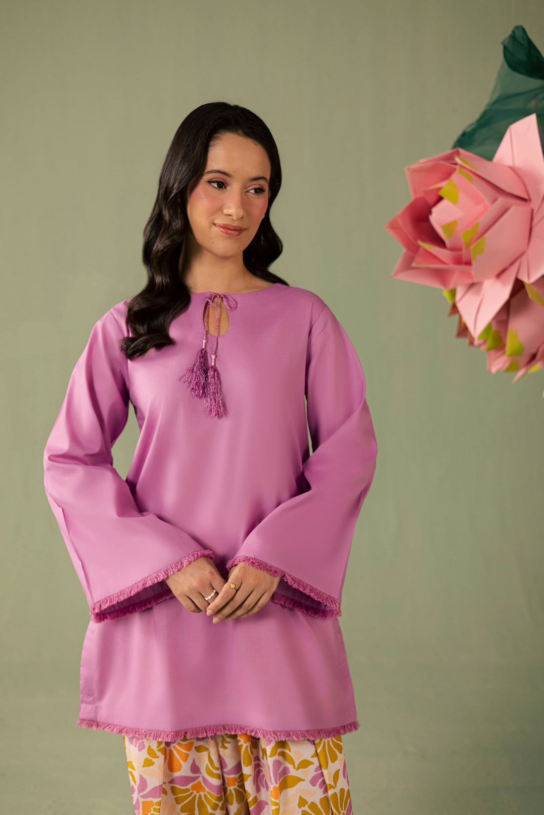2PC Printed Solid Shalwar Kameez - AZ07