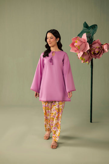 2PC Printed Solid Shalwar Kameez - AZ07