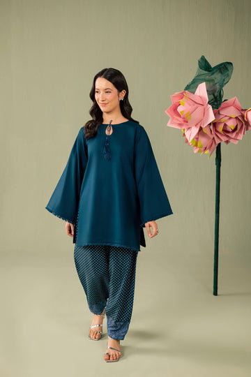2PC Printed Solid Shalwar Kameez - AZ06