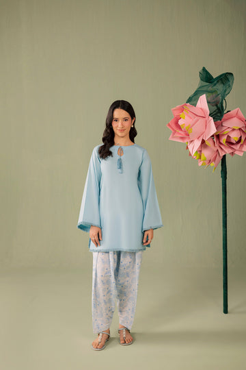 2PC Printed Solid Shalwar Kameez - AZ04