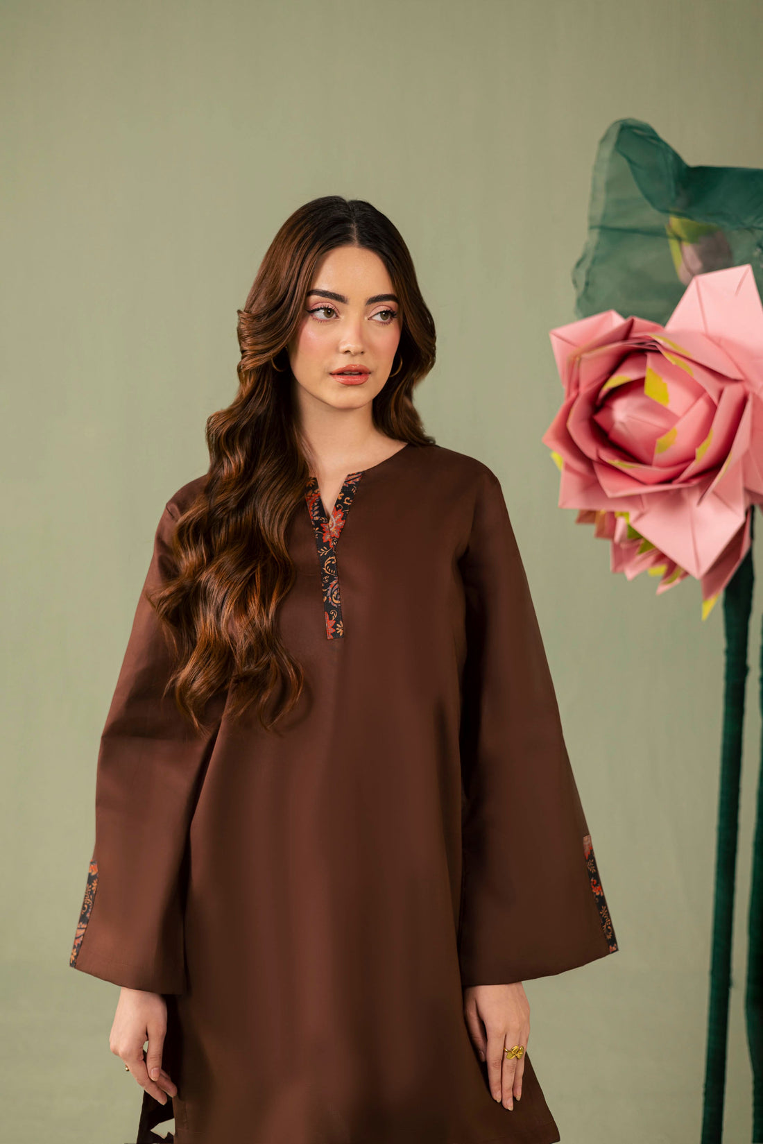 2PC Printed Solid Shalwar Kameez - AZ03