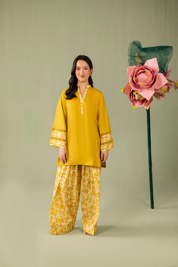 2PC Printed Solid Shalwar Kameez - AZ16