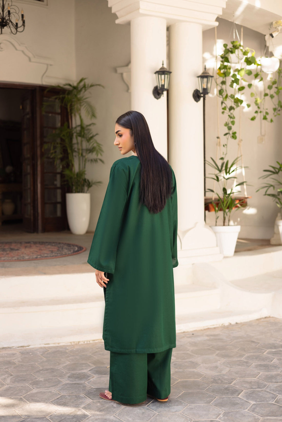 2 PC Lawn Solid PSK 01 - Bottle Green
