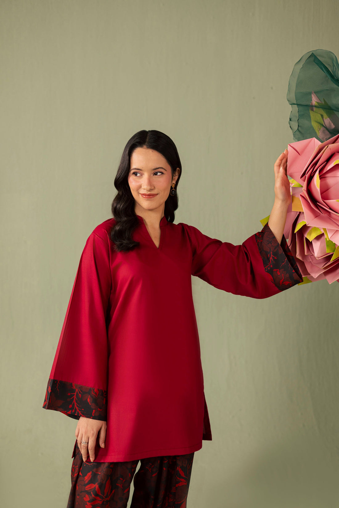 2PC Printed Solid Shalwar Kameez - AZ12