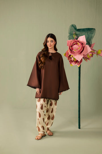 2PC Printed Solid Shalwar Kameez - AZ17