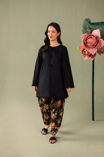2PC Printed Solid Shalwar Kameez - AZ10