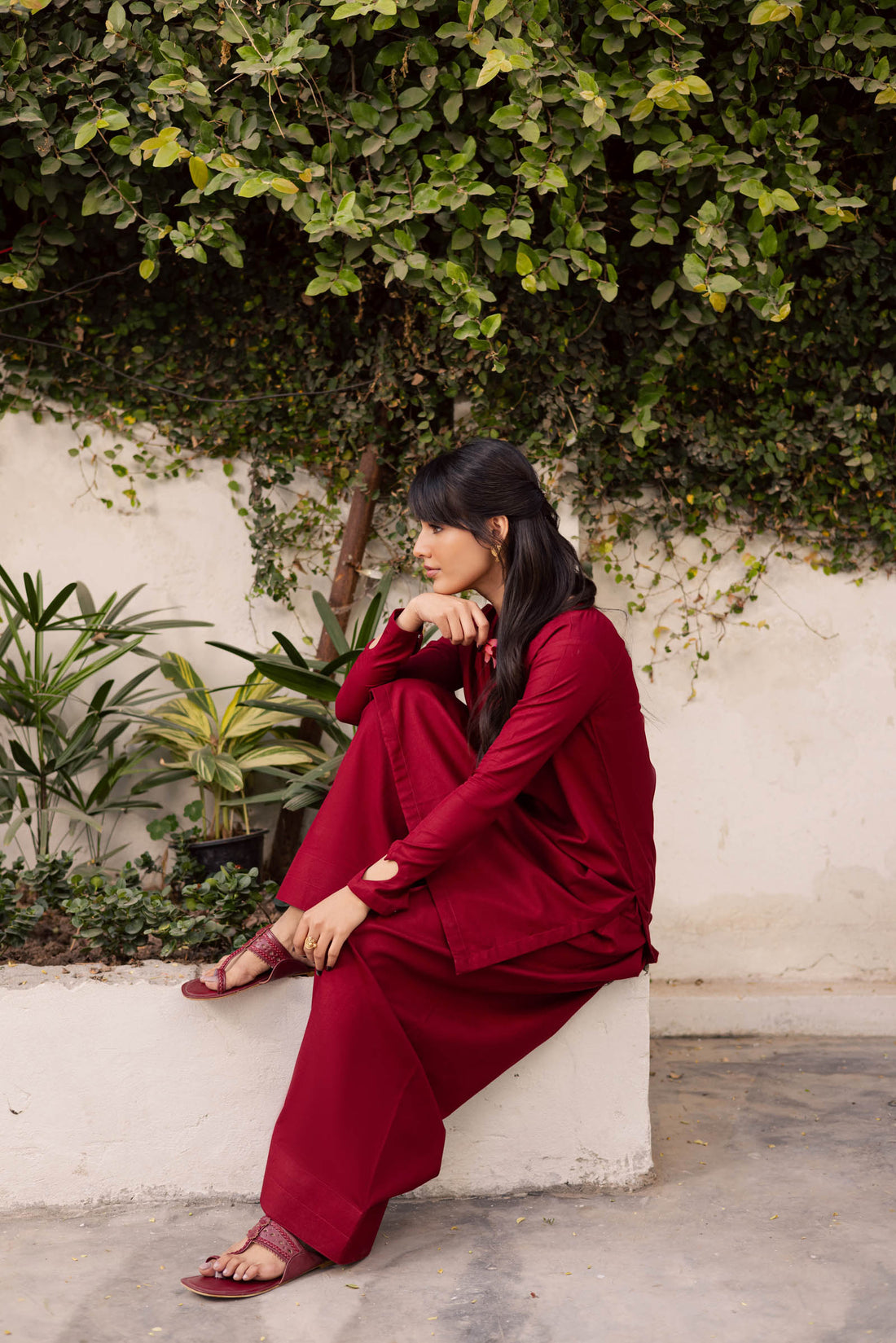 2PC Lawn Solid HSK 06 – Maroon