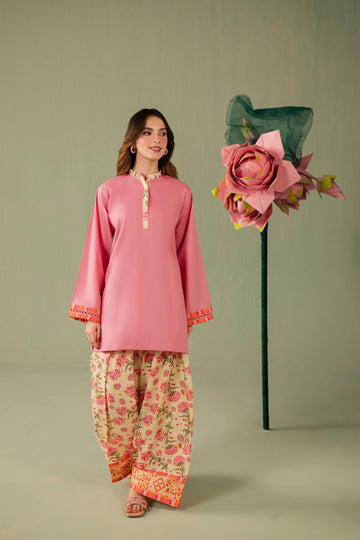 2PC Printed Solid Shalwar Kameez - AZ13