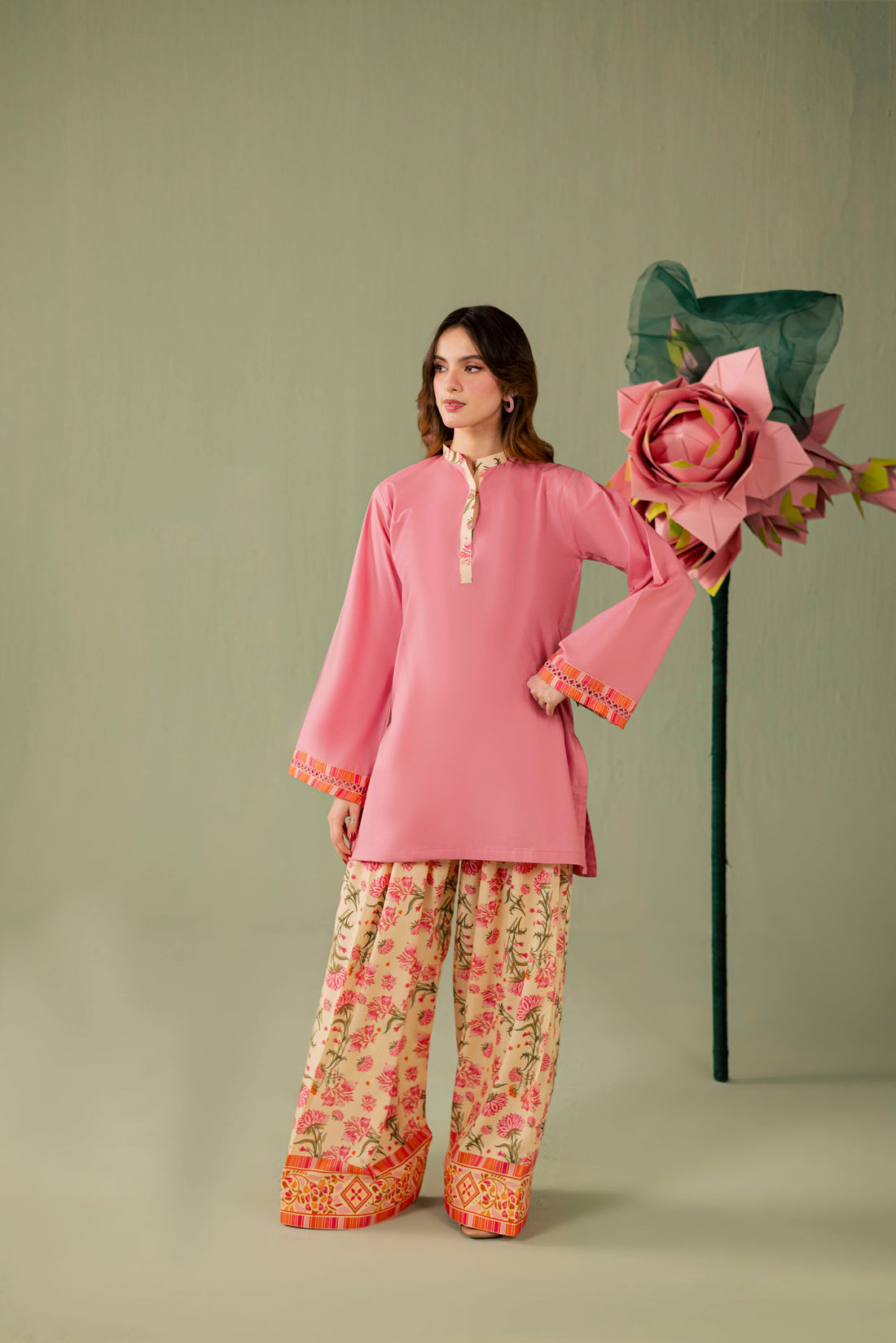 2PC Printed Solid Shalwar Kameez - AZ13