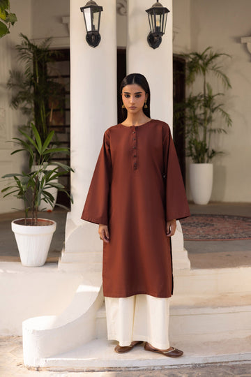 2 PC Lawn Solid CSK 02 - Chocolate Brown