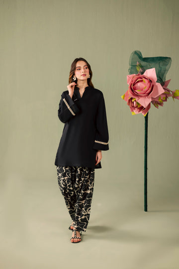 2PC Printed Solid Shalwar Kameez - AZ11