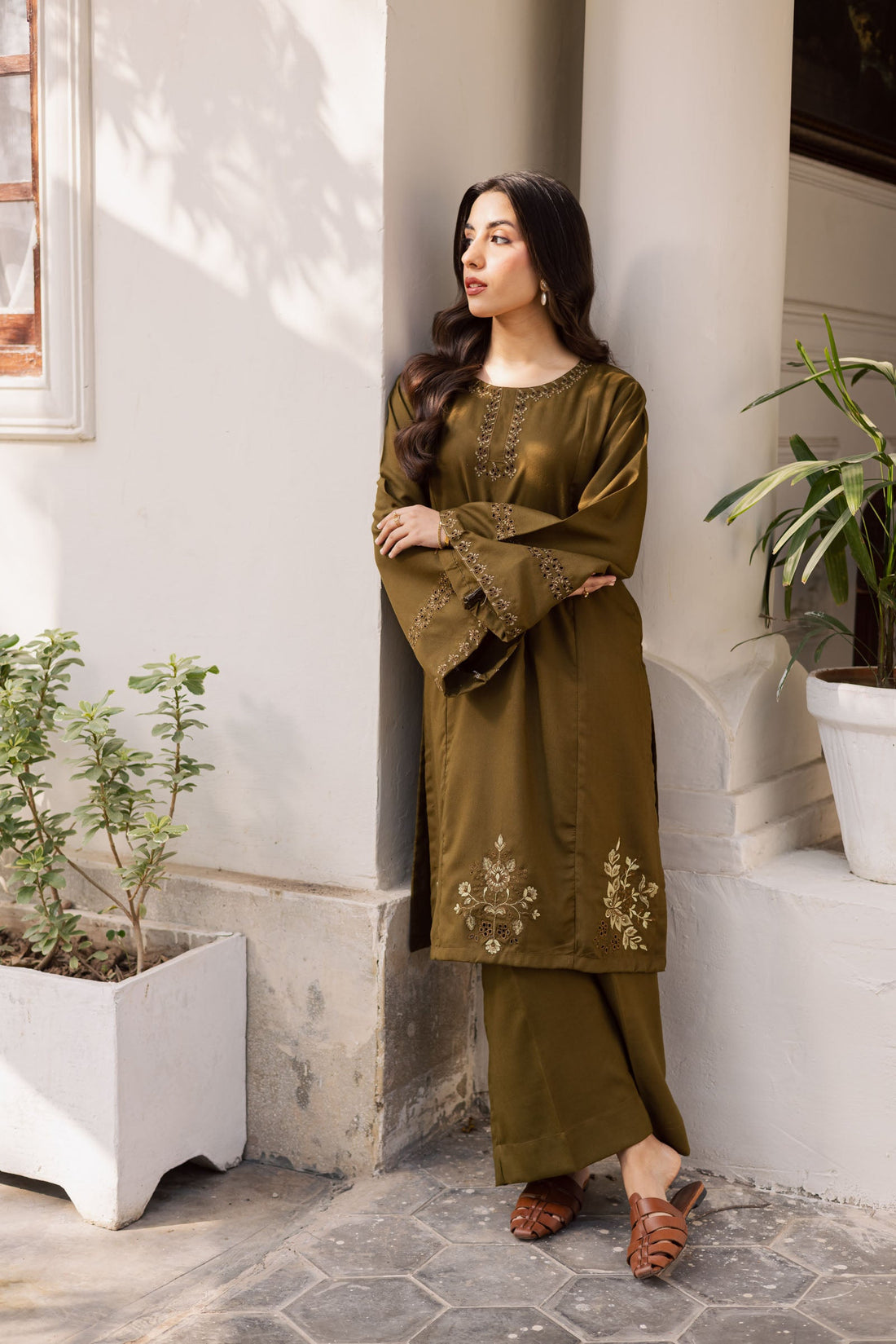 2PC Summer Embroidered Dress - 1184
