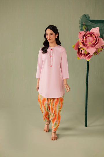 2PC Printed Solid Shalwar Kameez - AZ02