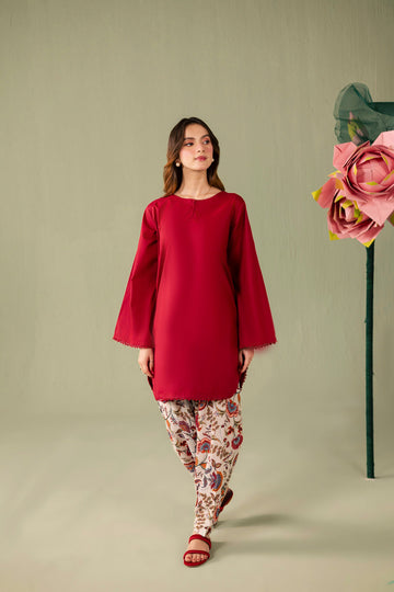 2PC Printed Solid Shalwar Kameez - AZ08