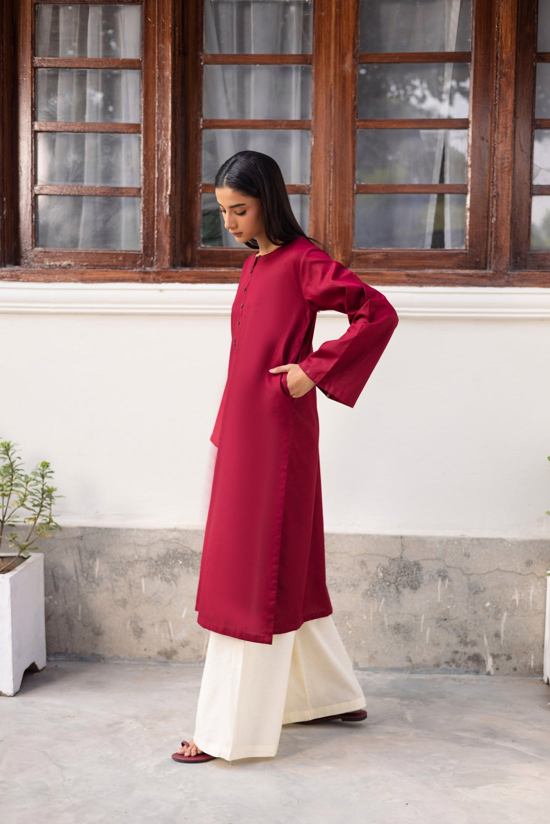 2 PC Lawn Solid CSK 02 - Maroon