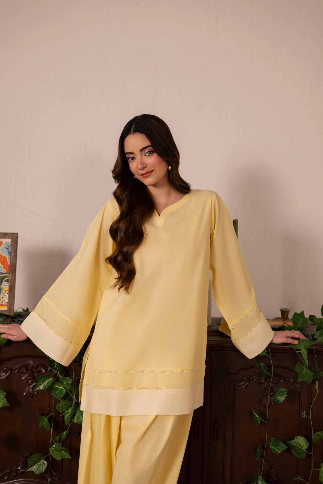 2PC Solid Colour Block Dress - 04 Butter Yellow