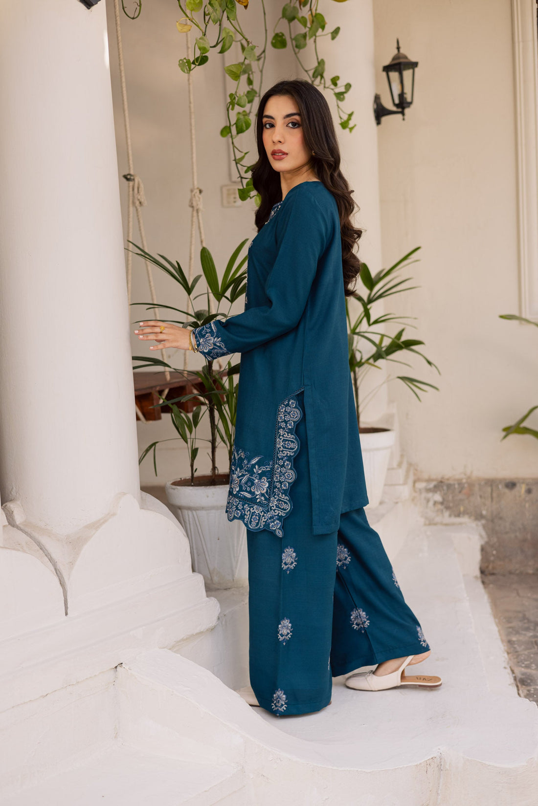 2PC Summer Embroidered Dress - 1188