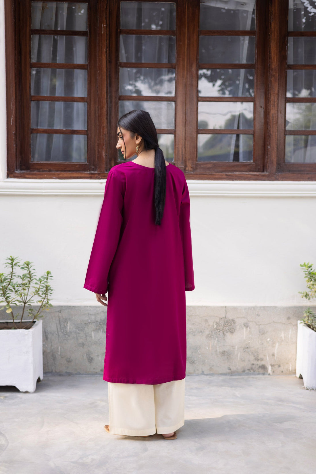 2 PC Lawn Solid CSK 02 - Plum