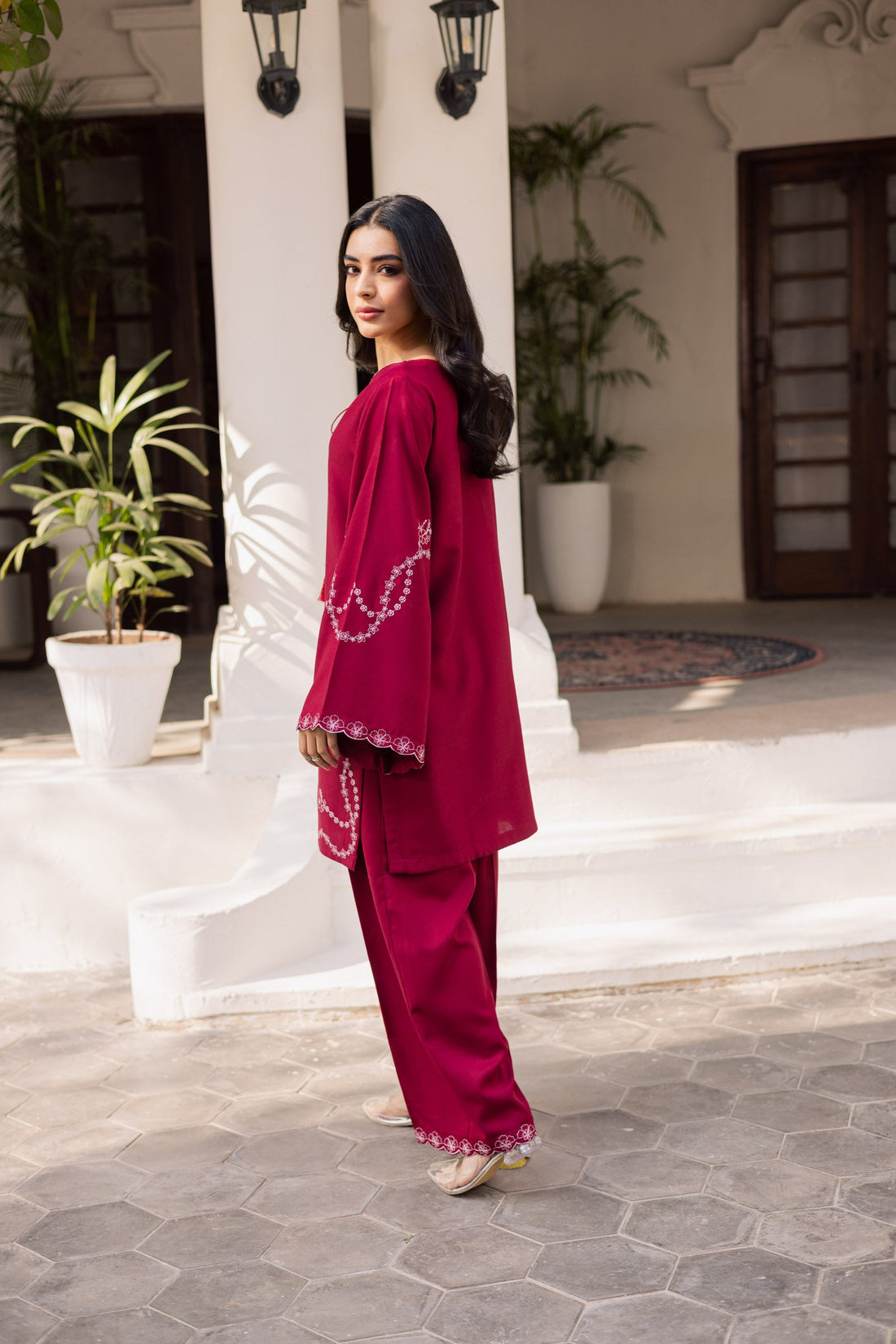 2PC Summer Embroidered Dress- 1175