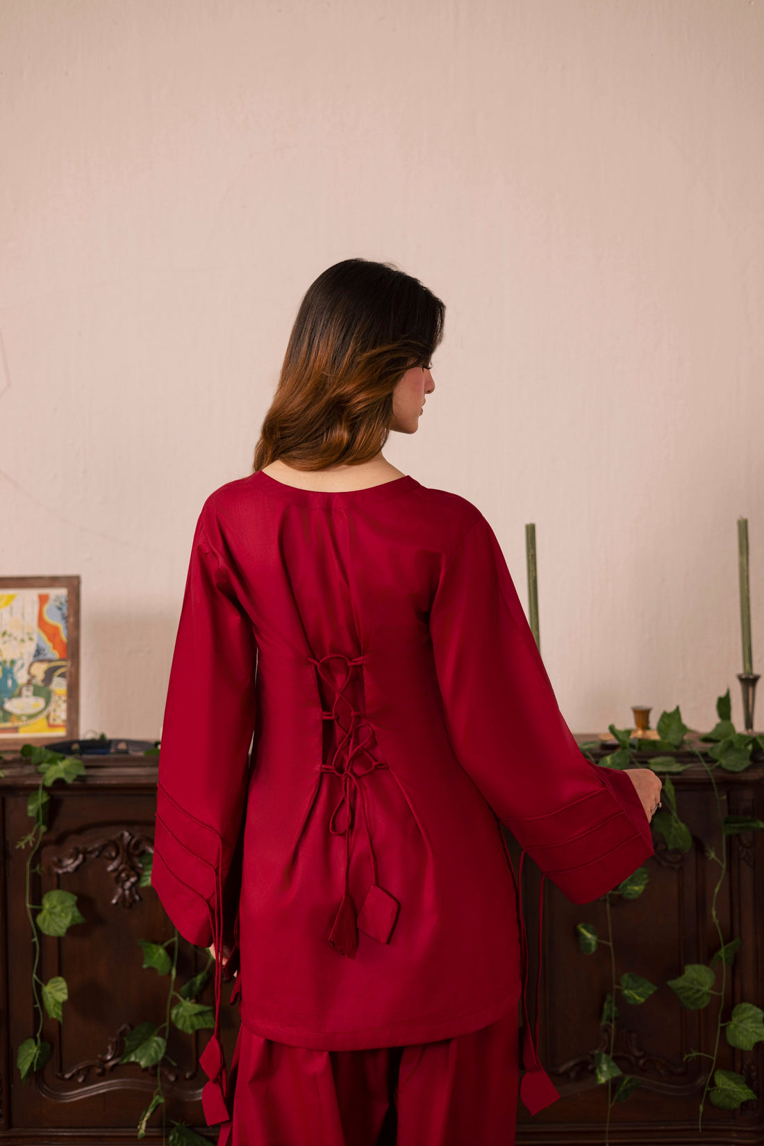 2PC Corset Dress - 01 Maroon