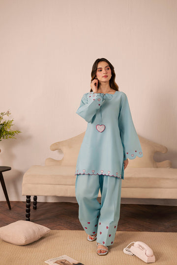 2PC Summer Embroidered Dress - 1240