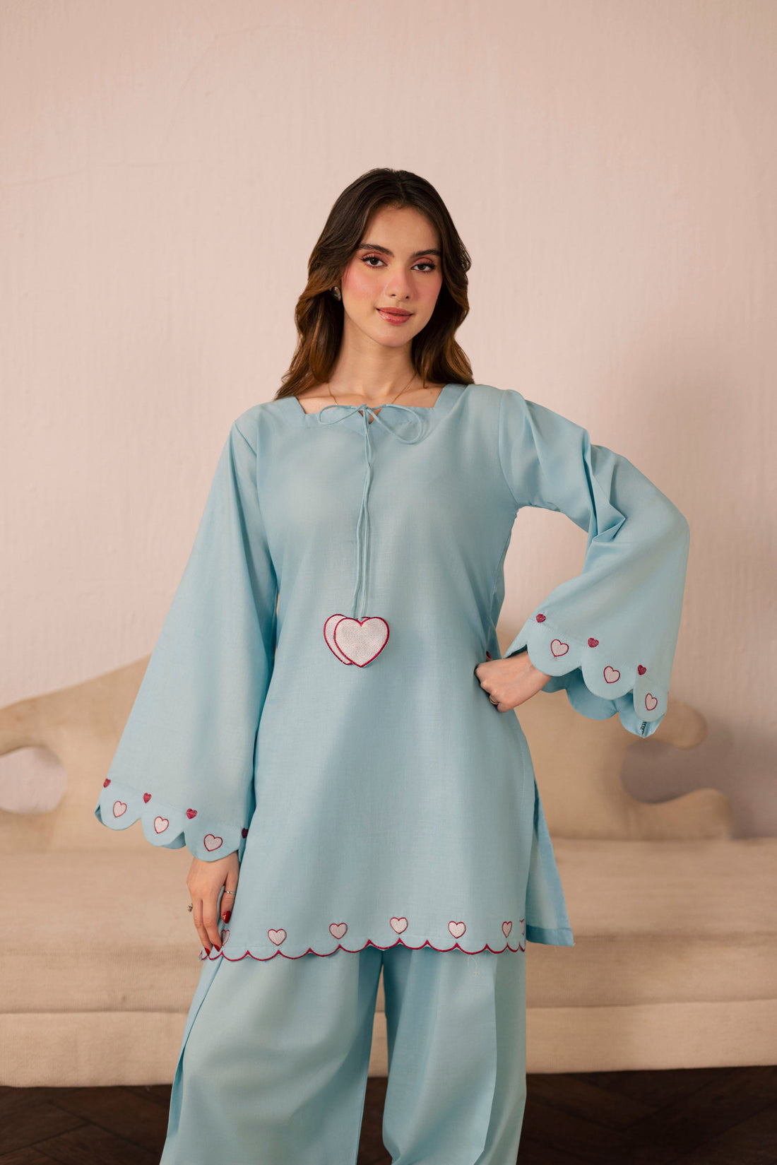 2PC Summer Embroidered Dress - 1240