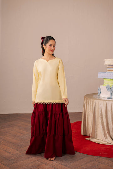 2PC Shirt and Skirt- Butter Yellow