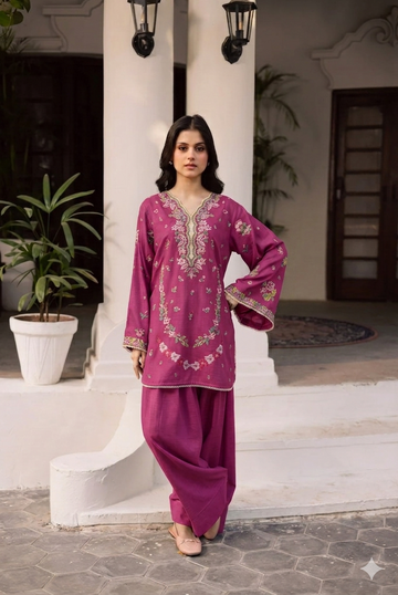 2PC Summer Embroidered Dress - 1222