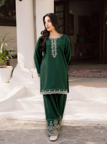 2PC Summer Embroidered Dress - 1225