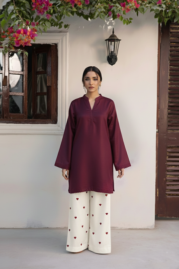 2PC Embroidered Lawn MSK 05- Dark Plum