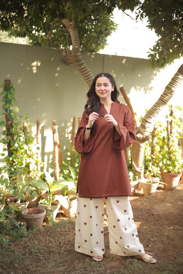 2PC Embroidered Lawn MSK 05 – Chocolate Brown