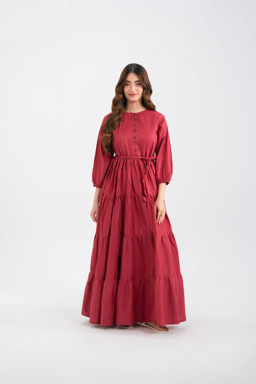 1PC Solid Maxi Dress - Dusty Rose