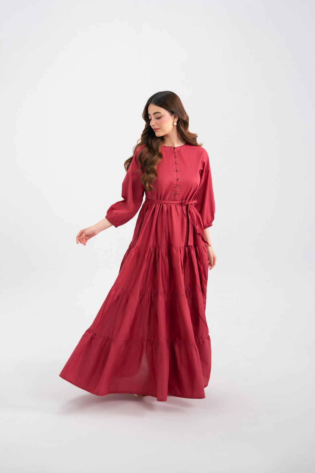 1PC Solid Maxi Dress - Dusty Rose