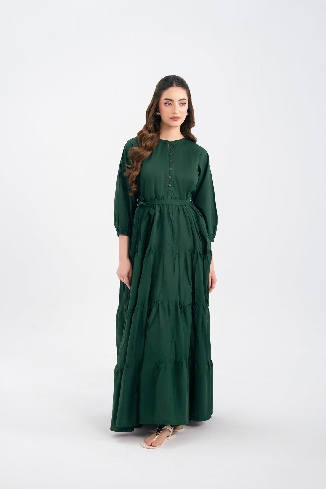 1PC Solid Maxi Dress - Emerald Green