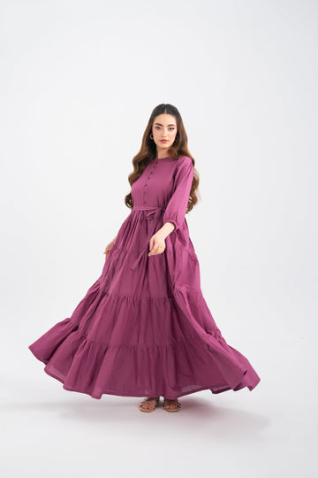 1PC Solid Maxi Dress - Lavender