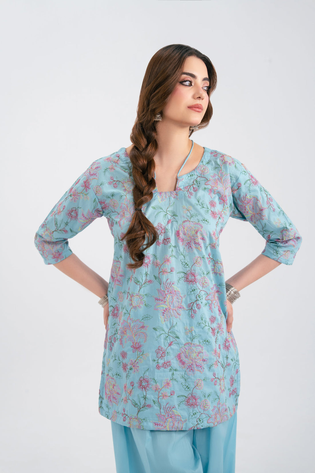 2PC Summer Embroidered Dress - 1230