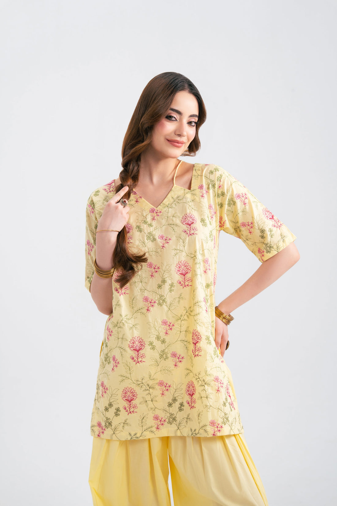 2PC Summer Embroidered Dress - 1228