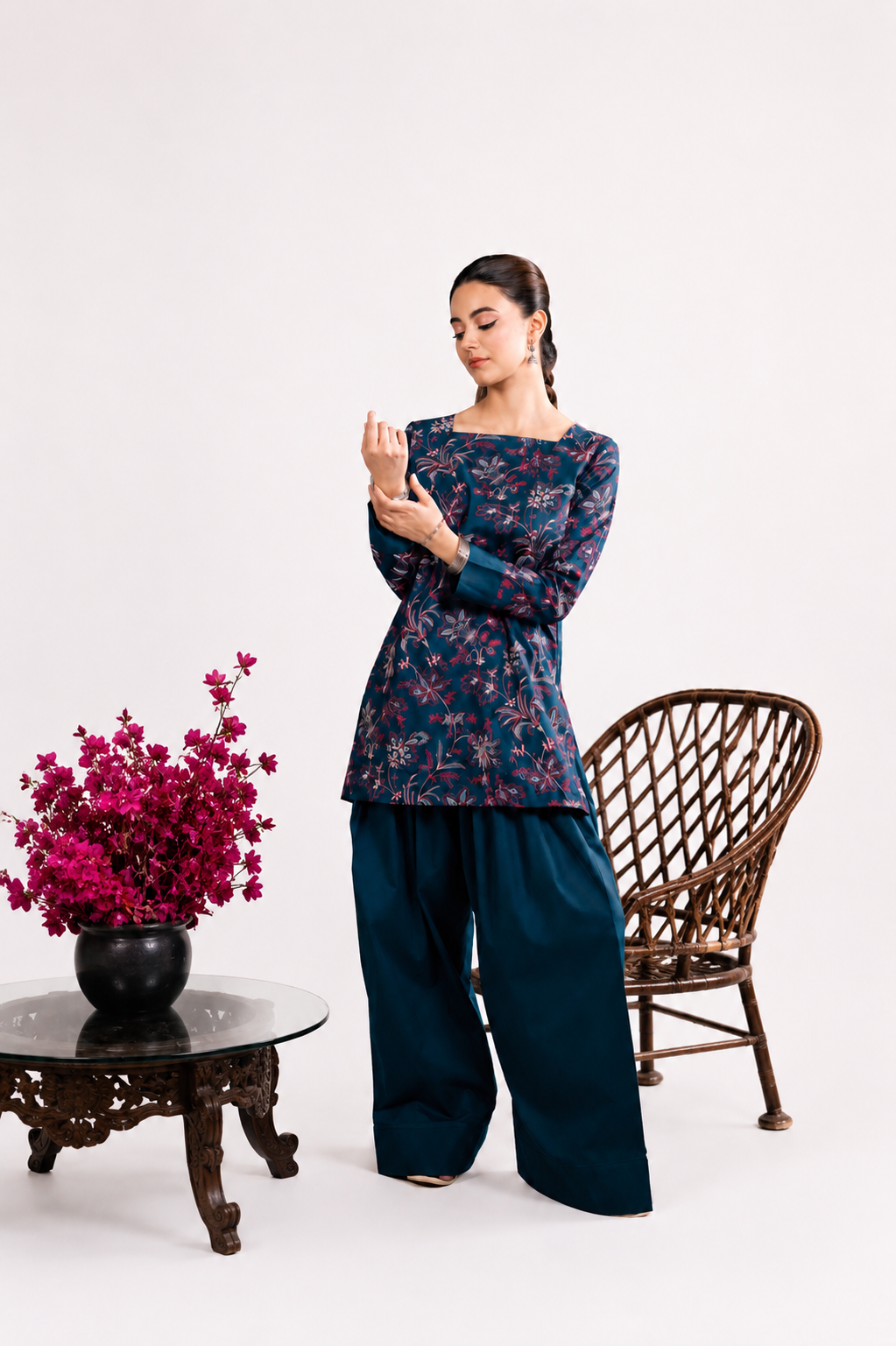 2PC Summer Embroidered Dress - 1236