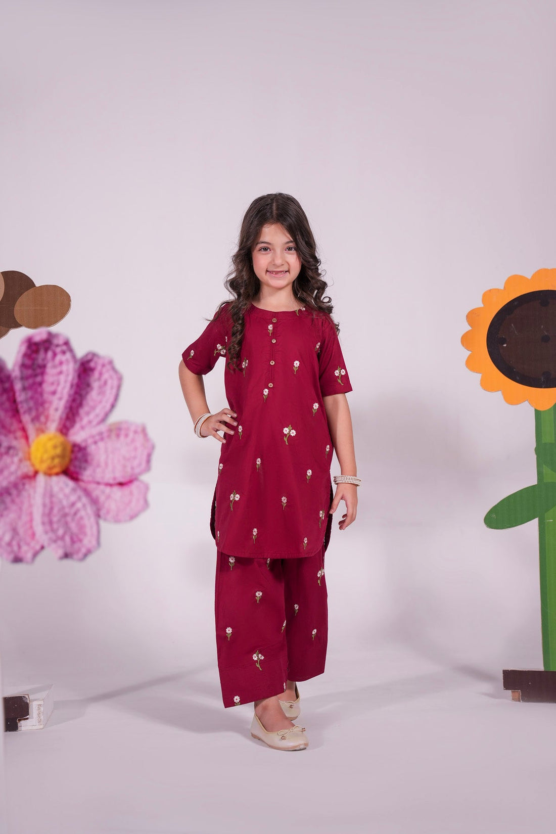 2PC Kids Embroidered Dress - MO4