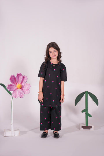 2PC Kids Embroidered Dress - EMBP2