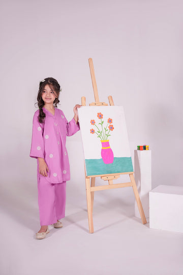 2PC Kids Embroidered Dress - EL3