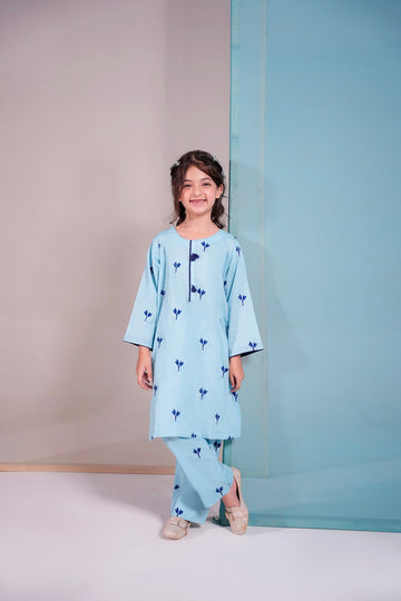 2PC Kids Embroidered Dress - ESB5