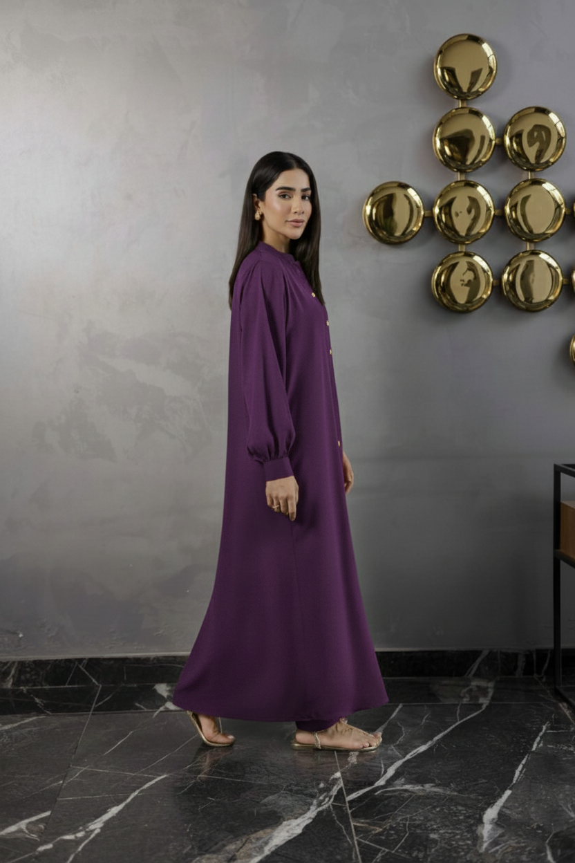 Solid 2PC Dress - SP-05 Dark Plum