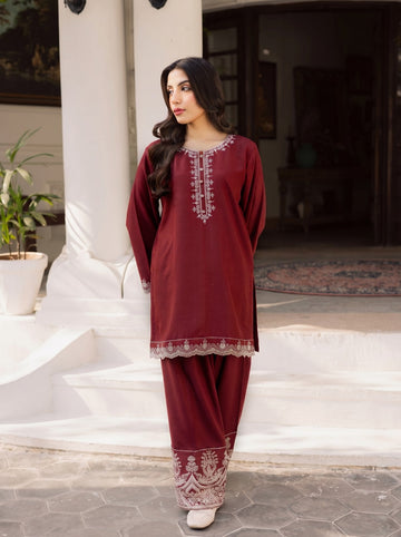 2PC Summer Embroidered Dress - 1218